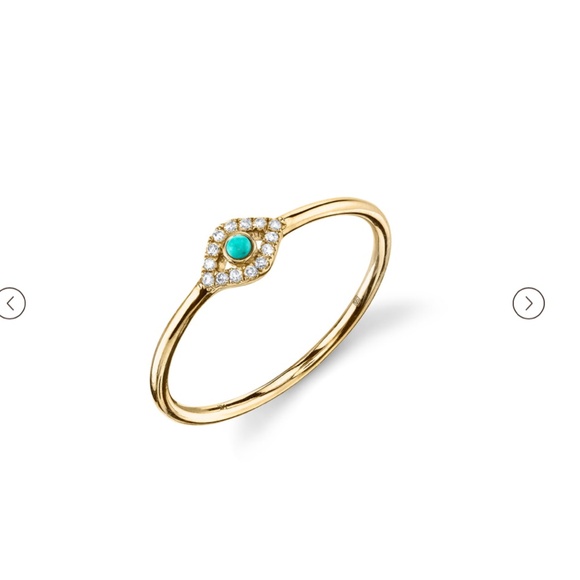 #2577 Sydney Evan 14K GOLD & DIAMOND SMALL BEZEL EVIL EYE RING size 6.75